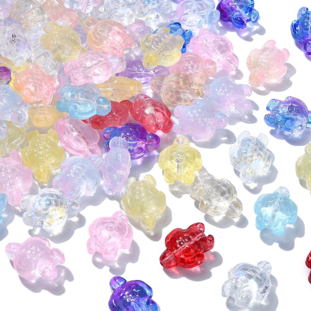 6407 100 Pcs Colorful Glass Tortoise Beads Ocean Animal Spacer Beads